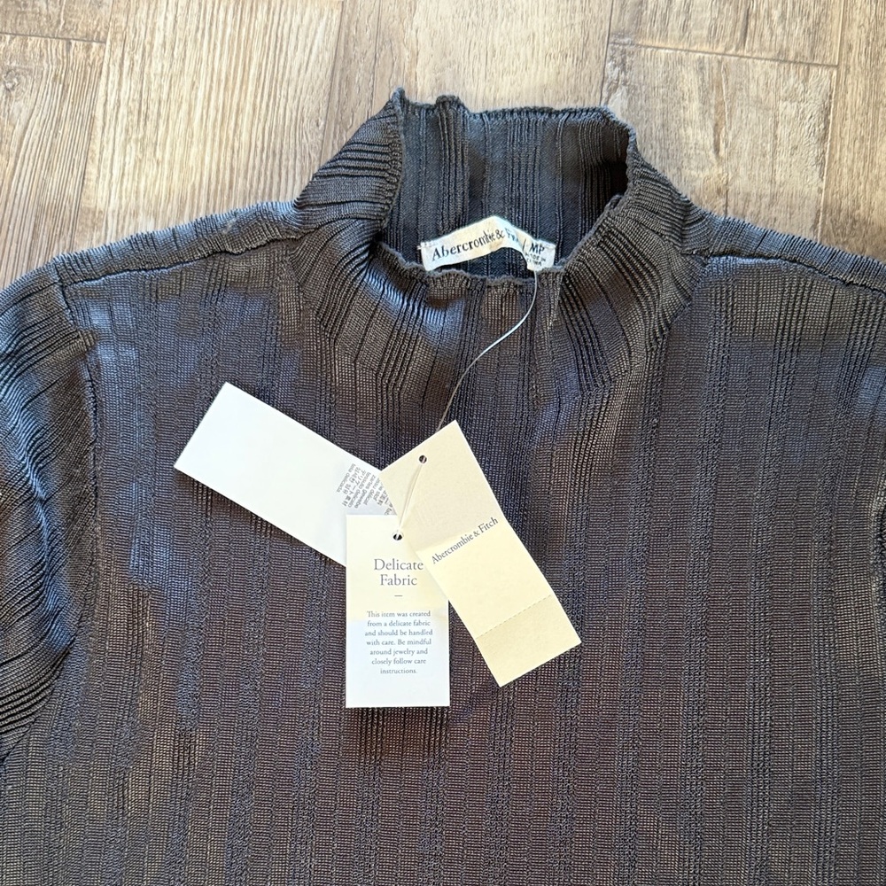 Abercrombie & Fitch Striped Black Long Sleeve Dress Size MP - Picture 2 of 8